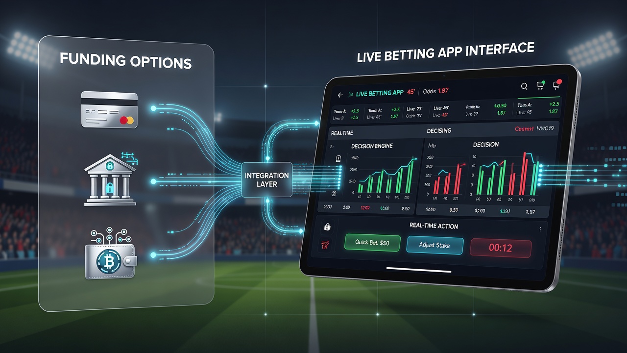 Echtzeit-Dashboard einer Live-Wett-App mit Finanzierungsoptionen